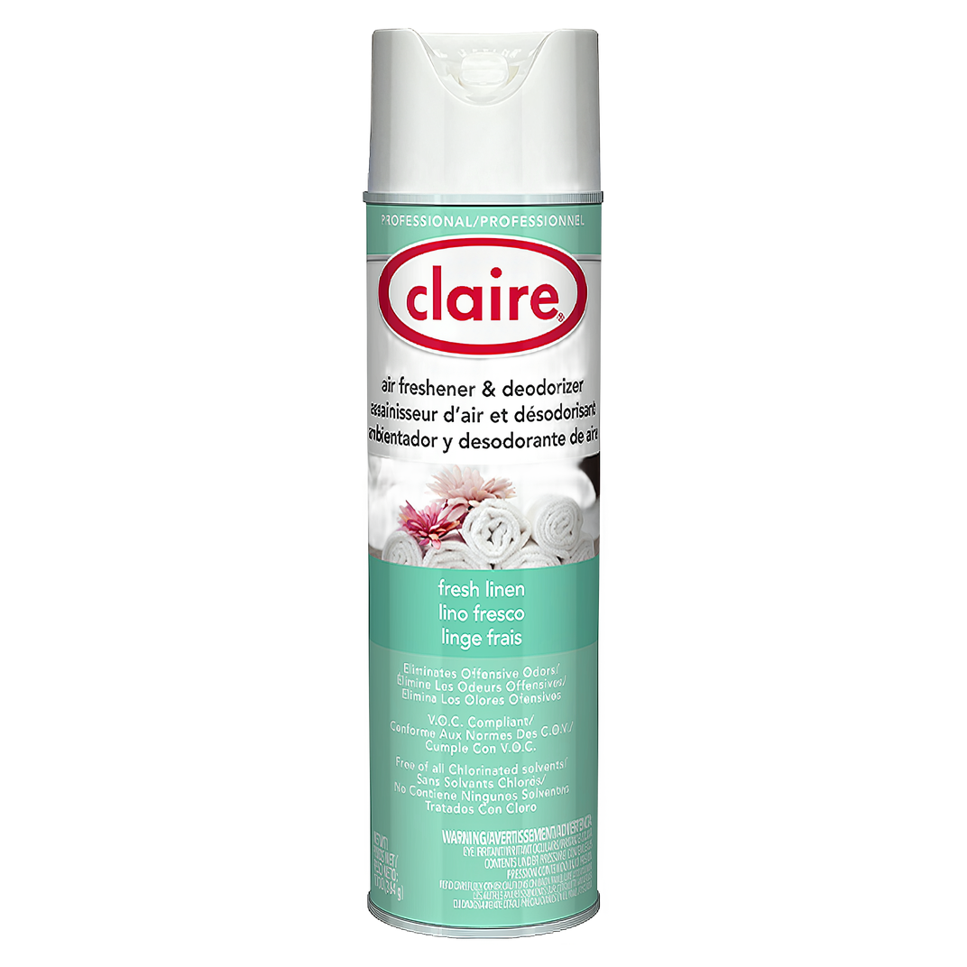 Claire Air Freshener & Deodorizer Fresh Linen Aerosol 20 FLOZ 12/Case