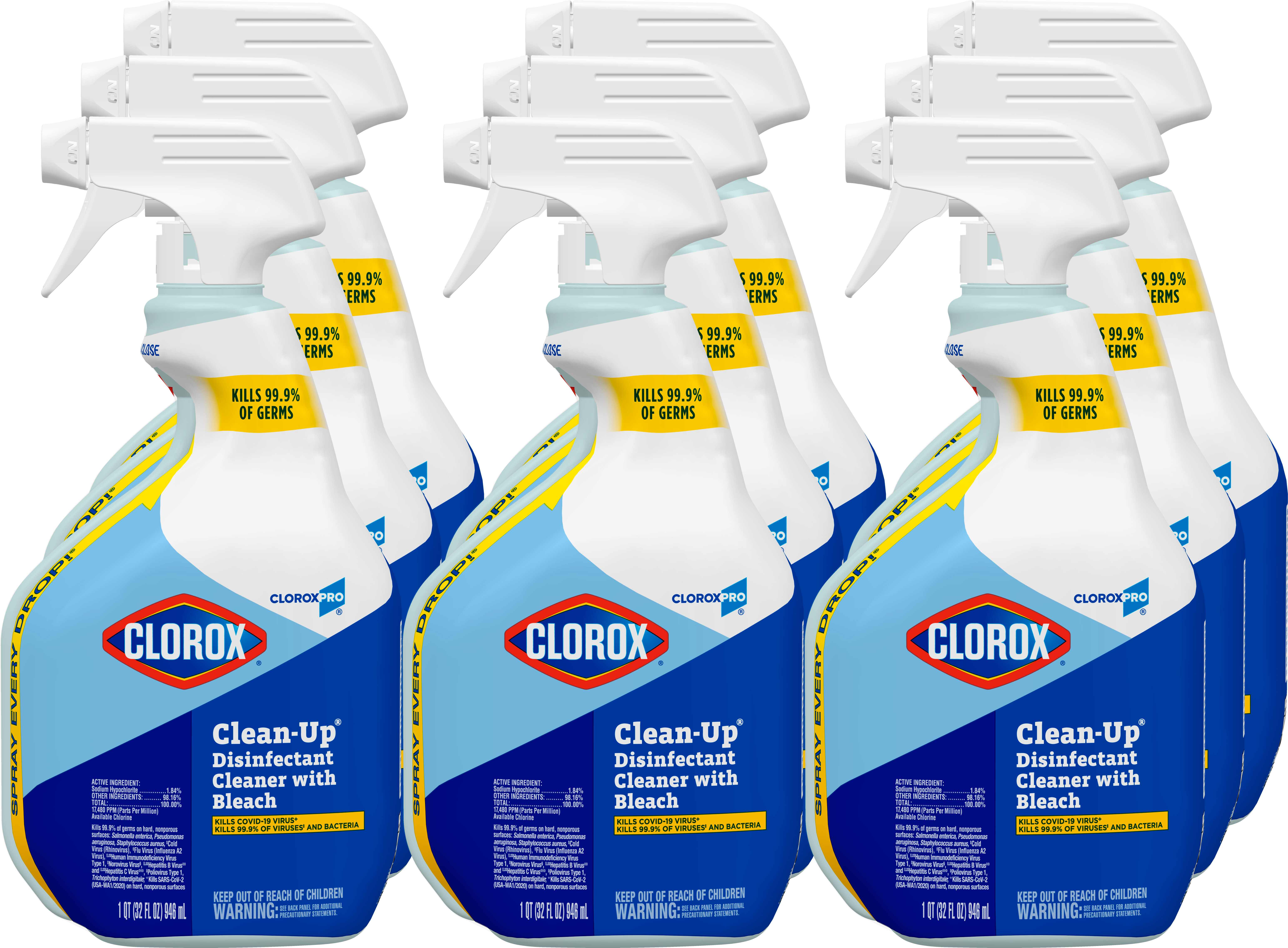 Clorox® Clean-Up® Disinfectant Cleaner 1 QT Multi Surface RTU Spray Bleach Antibacterial 9/Case